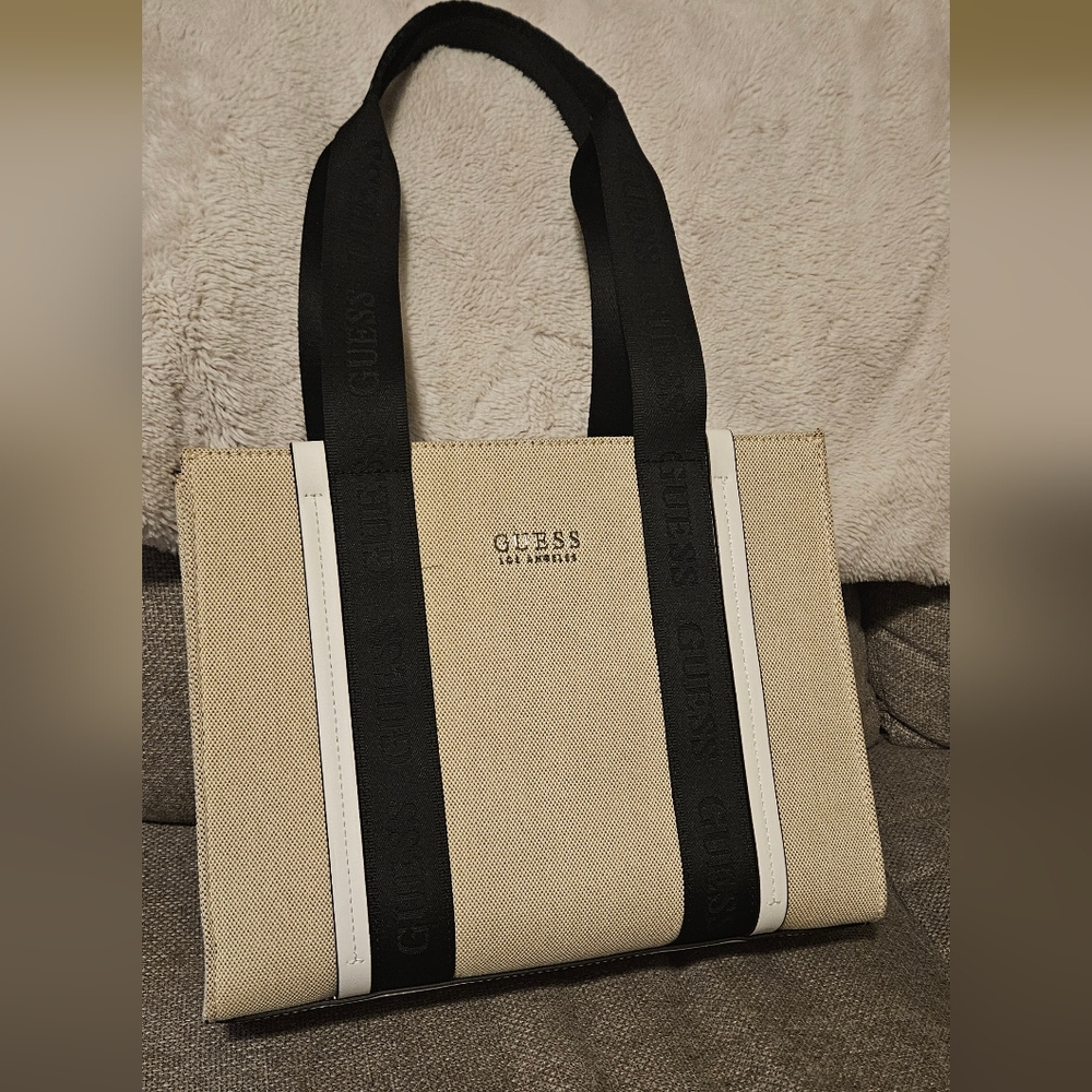 Guess Shoulder Bag, Cream and Black, EUC